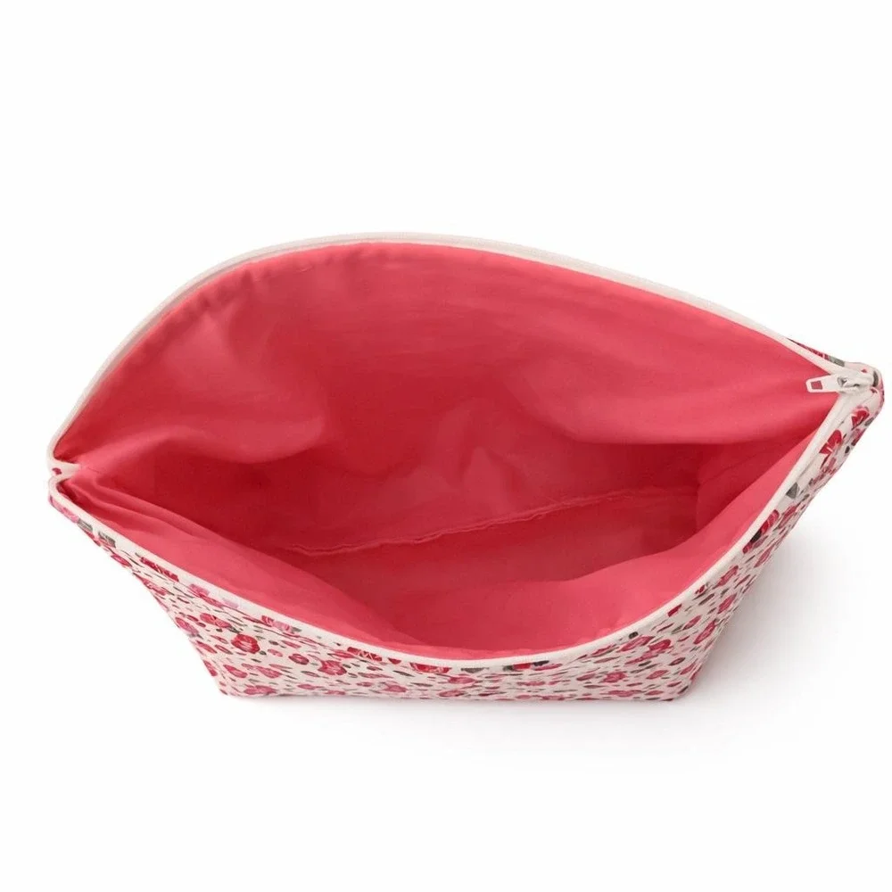 Floral Makeup Bag with Pink Lining, Large Zippered Cosmetic‎ Pouch, Toiletry Bag